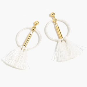 J. Crew Jewelry - J CREW TASSEL DROP HOOP EARRINGS WHITE J. Crew Jewelry - J CREW TASSEL DROP HOOP EARRINGS WHITE